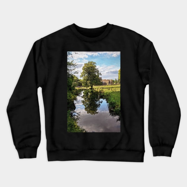 Reflections At East Lockinge Digital Art Crewneck Sweatshirt by IanWL